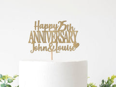 Custom Happy Anniversary Cake Topper, 25th Wedding Anniversary Decorations, Personalized Anniversary Party Decor, 10th, 20th, 30th, 40th - Pretty Day