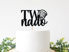 Twonado 2nd Birthday Cake Topper, Two Nado Birthday Decorations, Little Two-Nado Tornado Party Supplies Banner, Sign Boys Second Tornado