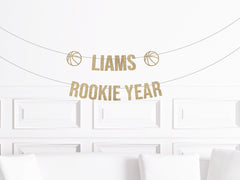 Custom Rookie Year Banner, Rookie Year 1st Birthday Decorations, Basketball First Birthday Decor, Personalized Boy Cake Smash Sign, Sports - Pretty Day