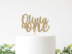Custom 1st Birthday Cake Topper Girl, Personalize First Cake Smash Decoration, Name is One Cake Topper, 1st Birthday Decor - Pretty Day