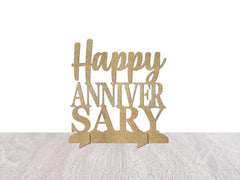 Anniversary Decorations, Happy Anniversary Table Centerpiece, Glitter Paper Free Standing, Table Decor, Sign, 25th, 30th, 40th, 50th - Pretty Day
