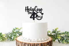 Holy Cow I&#39;m 40 Cake Topper, Holy Cow I&#39;m Forty Decorations, Cowboy 40th Birthday Party Decor, Cow Theme Party Supplies, Farm Animal 40th - Pretty Day