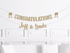 Engagement Sign With Names, Congratulations Banner , Engaged Party Decorations, Engaged Personalized Custom Customized Backdrop - Pretty Day