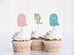 Halloween Gender Reveal Decorations, Boo-y or Ghoul Cupcake Toppers, Booey booy, Ghost, All Little Boo is Almost Due Decor, Party Supplies - Pretty Day