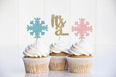 Christmas Gender Reveal Decor, He or She? What Will our Little Snowflake Be? Snowflake Themed Pink Blue, Winter - Pretty Day