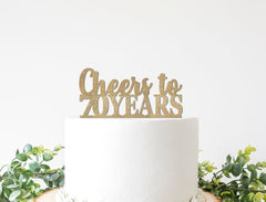 Cheers to 70 Years Cake Topper Gold | 70th Birthday Party Decorations | Seventieth Anniversary, Number 70, Cake Decor Sign Centerpiece - Pretty Day