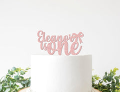 Custom Bow 1st Birthday Cake Topper Girl, Personalize First Cake Smash Decoration, Name is One Cake Topper, 1st Decor Coquette Gingham - Pretty Day