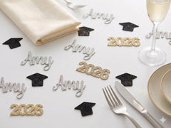 Graduation Party Decorations, Glitter Cardstock Custom Grad Confetti, Name, Year Grad Cap Personalized Party
