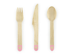 Blush Pink Heart Wooden Cutlery Set - Pretty Day