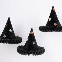 Honeycomb Witch Hat Hanging Decorations 3pk. - Pretty Day
