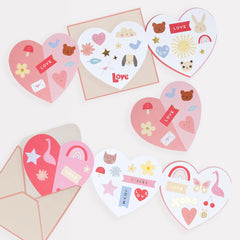 Heart Concertina Valentine Cards & Stickers (x 12) - Pretty Day