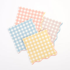 Meri Meri Pastel Gingham Paper Cocktail Napkins Small 20pk.