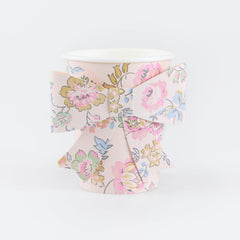 Pink Chintz Floral Bow Cups 8pk.