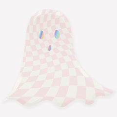 Halloween Pink Checker Ghost Plates (x 8) - Pretty Day