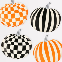 Checkerboard Halloween Pumpkin Plates (x 8) - Pretty Day