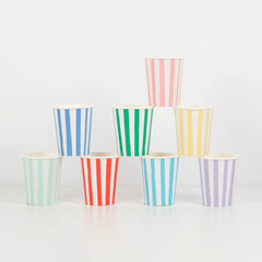 Meri Meri Mixed Rainbow Stripe Cups (x 8)