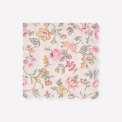Pink Chintz Floral Scalloped Napkins Large 16pk.