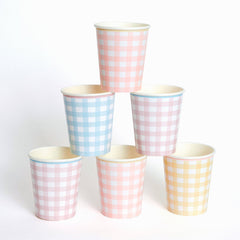 Meri Meri Pastel Gingham Paper Party Cups 12pk.