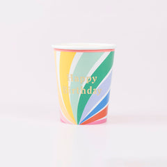 Rainbow Swirl Happy Birthday Cups 8pk.