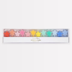 Rainbow Star Candles 12pk.