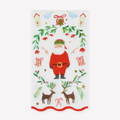 Foliage Santa Patterned Guest Napkins 16pk.