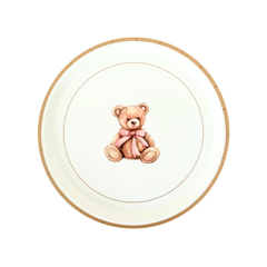 Baby Bear Plush Pink Baby Shower Dessert Plate 12pk.