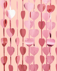 Petit Fetti - Rose Gold Heart Foil Party Curtain, Vday Photobooth Decor - Pretty Day