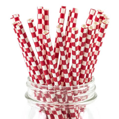 Red Checkered Eco Friendly Paper Straws S9070 - Pretty Day