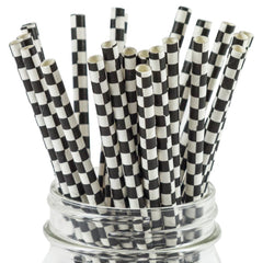 Black Checkered Eco Friendly Paper Straws S7129 - Pretty Day