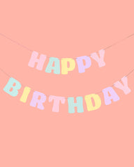 Petit Fetti - Happy Birthday Pastel Party Banner, Bday Decor, Supplies - Pretty Day