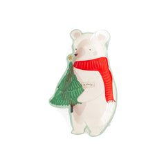 PRESALE CHRISTMAS SHIPPING MID OCTOBER - SNW930 - Snow Fun Bear Shaped Plate - Pretty Day