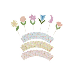 Spring Party Flower Cupcake Toppers, 12 ct - Pretty Day