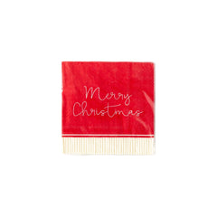PRESALE CHRISTMAS SHIPPING MID OCTOBER - PLTS132C - Merry Christmas Fringe Cocktail Napkin - Pretty Day