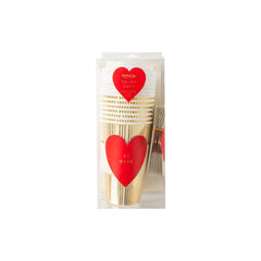 PLTG157 - Red Be Mine Heart To-Go Cups (8 ct) - Pretty Day