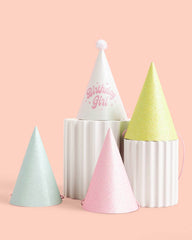 Pastel Party Hats - 13 glitter paper hats - Pretty Day