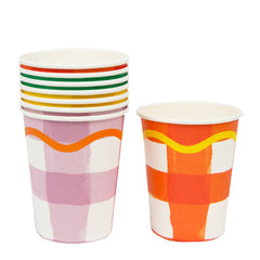 Gingham Colorful Party Cups - 8 Pack S9022 S9023 - Pretty Day