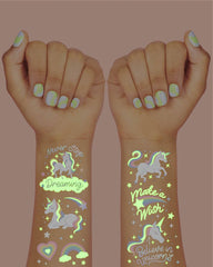 Unicorn Glo Tats - 46 foil temporary tattoos - Pretty Day