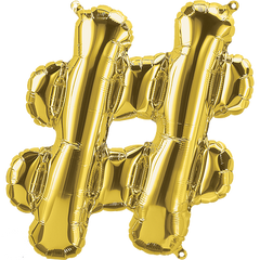 Small 16" Gold Hashtag # Symbol Balloon - Pretty Day