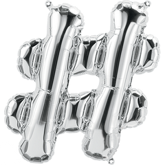 Small 16" Silver Hashtag # Symbol Balloon - Pretty Day