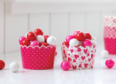PLJC1136 - JUMBO Pink Sketch Hearts 8 oz Baking Cups (40 ct) - Pretty Day