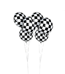 Merrilulu - Vintage Race Car Checkered Foil Balloons, 6 ct - Pretty Day