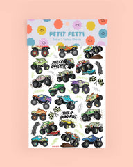 Petit Fetti - Kids Monster Truck Temporary Tattoos, Car Bday Party Favors - Pretty Day