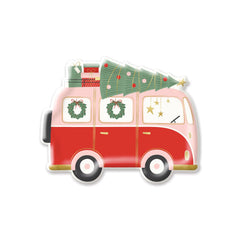 PLTS394G - Christmas Van Shaped Paper Plate - Pretty Day