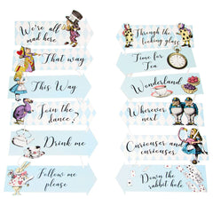 Alice in Wonderland Party Sign Decorations - 12 Pack - Pretty Day