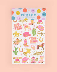 Petit Fetti - Cowgirl Foil Kids Temporary Tattoos, Bday Party, Activity, - Pretty Day