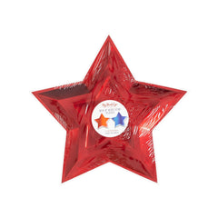 Blue and Red Foil Star Shaped Paper Plate - Pretty Day
