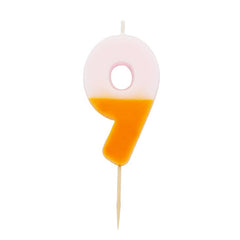 Orange Pink  Number 9 Birthday Candle S0079 - Pretty Day