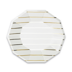 Frenchie Striped Gold Plates - Large - 8 Pack - Pretty Day