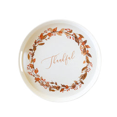 Thankful Wreath Reusable Bamboo Round Serving Tray - Pretty Day