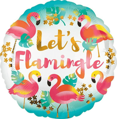 18" Round Let's Flamingle Foil Balloon S3089 - Pretty Day